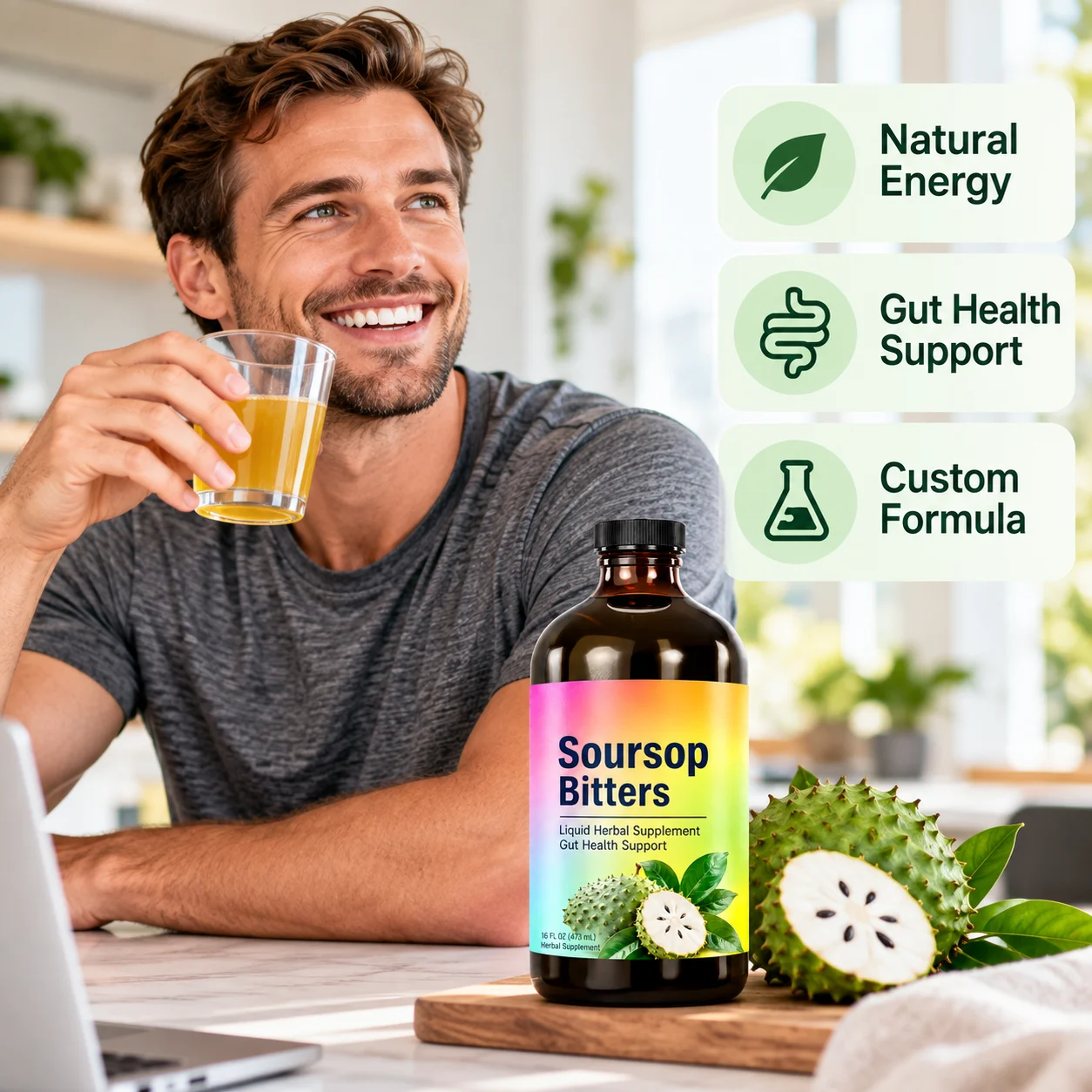Soursop Bitters Liquid Herbal Supplement, 16 FL OZ (473ml), Gut Health Suppor product detail