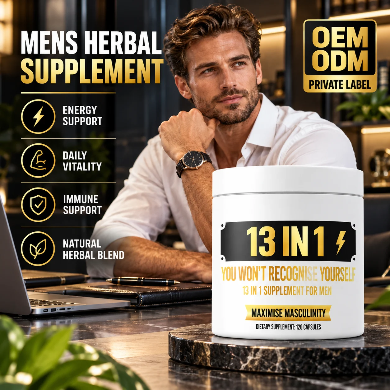 13 in 1 Supplement for Men, 120 Capsules, Mens Herbal Dietary Supplement product detail