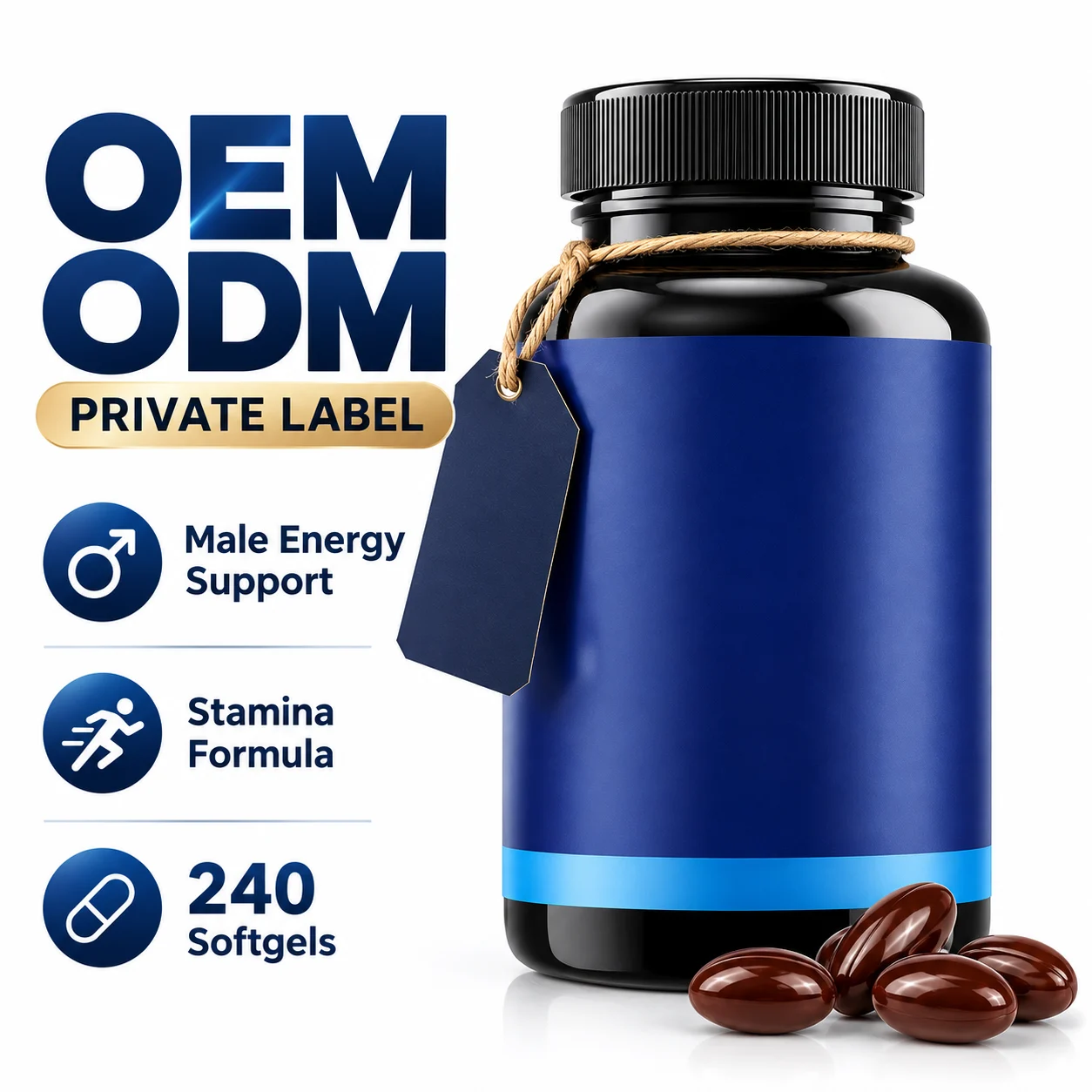 Men Herbal Softgels, 240 Softgels, Maca Ashwagandha Saw Palmetto Tribulus Dietary Supplement