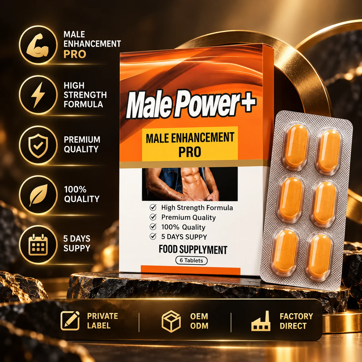 Male Power+ Male Enhancement Pro Tablets, 6 Tablets, Herbal Food Supplement product detail