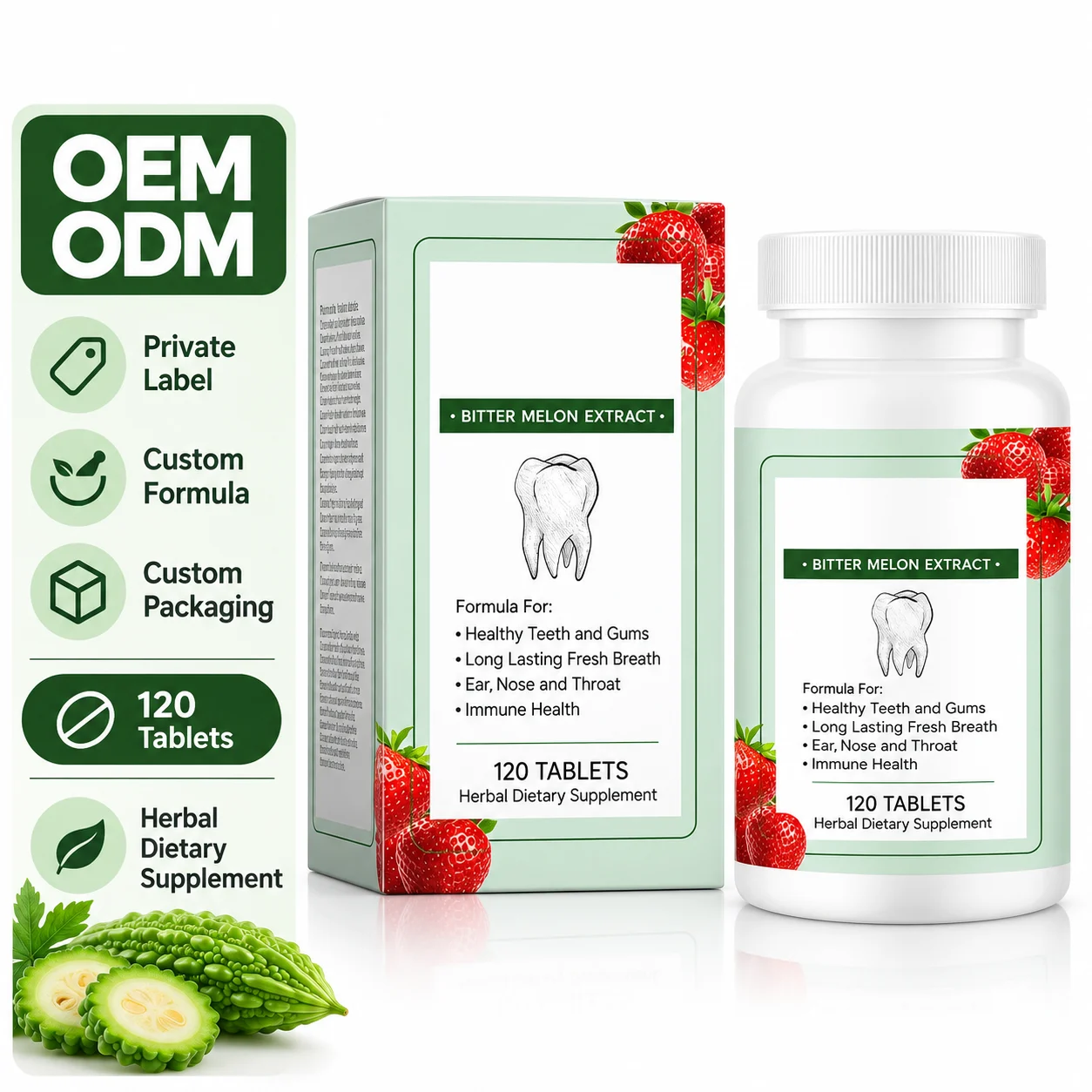 Bitter Melon Extract Herbal Dietary Supplement Tablets, 120 Tablets, Supports Teeth Gums & Fresh Breath