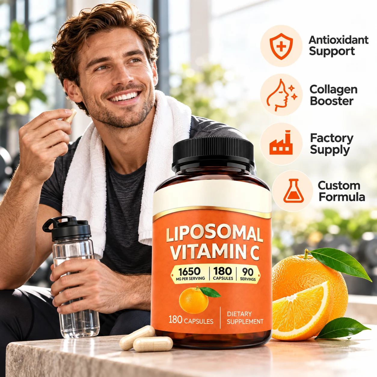 Liposomal Vitamin C Capsules, 180 Capsules, 1650mg Per Serving, Immune & Antioxidant Support product detail