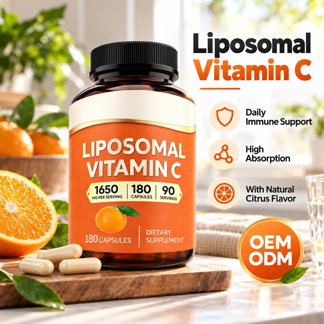 Liposomal Vitamin C Capsules, 180 Capsules, 1650mg Per Serving, Immune & Antioxidant Support product detail