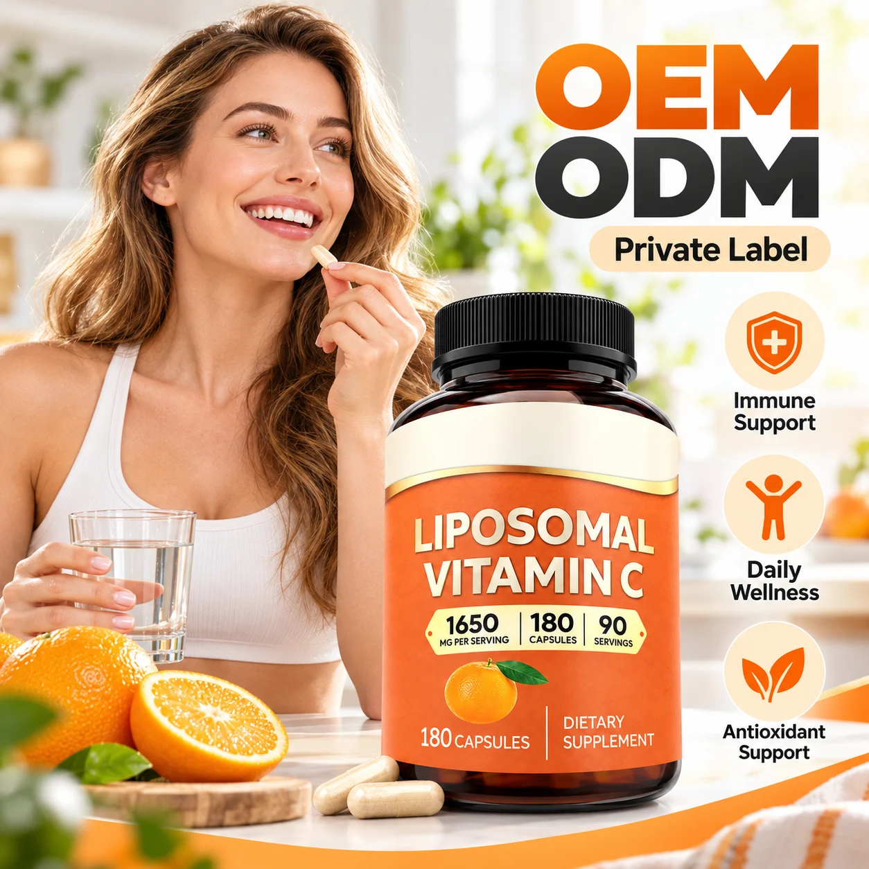 Liposomal Vitamin C Capsules, 180 Capsules, 1650mg Per Serving, Immune & Antioxidant Support product detail