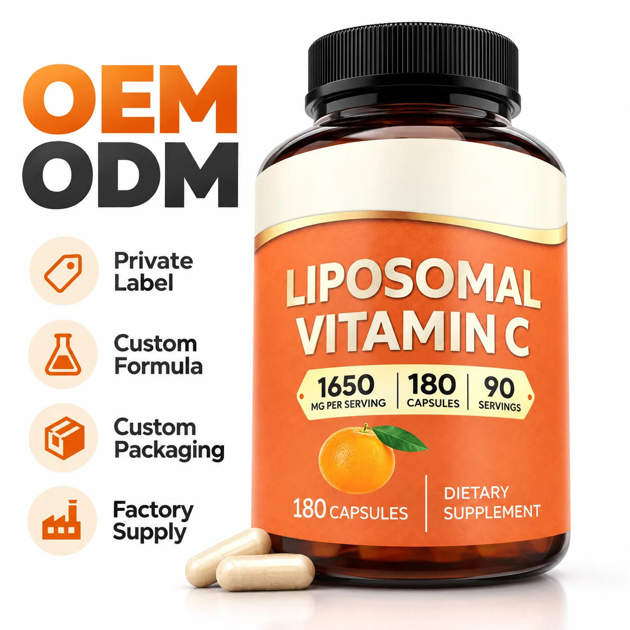 Liposomal Vitamin C Capsules, 180 Capsules, 1650mg Per Serving, Immune & Antioxidant Support product detail