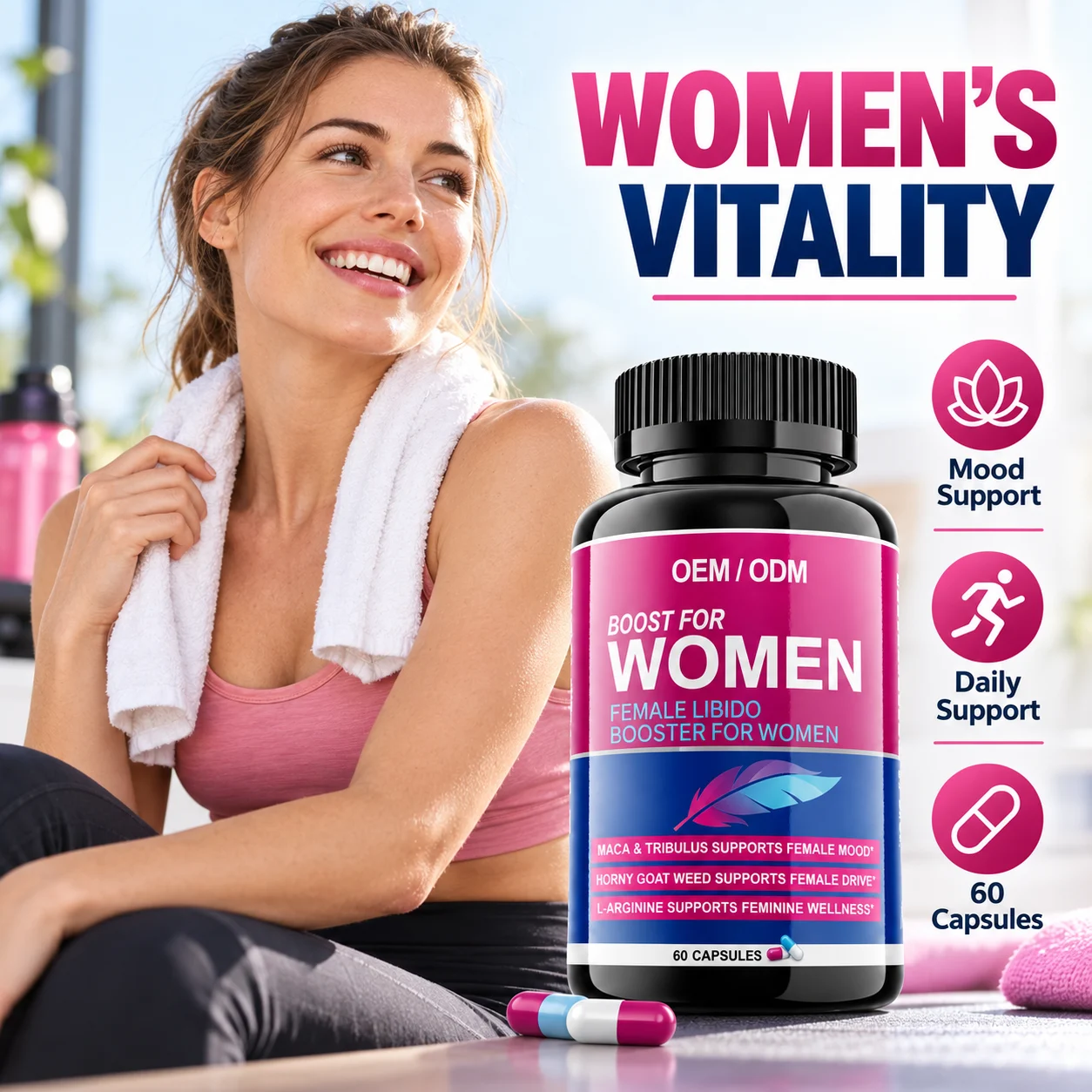 Female Libido Booster Capsules for Women, 60 Capsules, With Maca, Tribulus, Horny Goat Weed & L-Arginine product detail