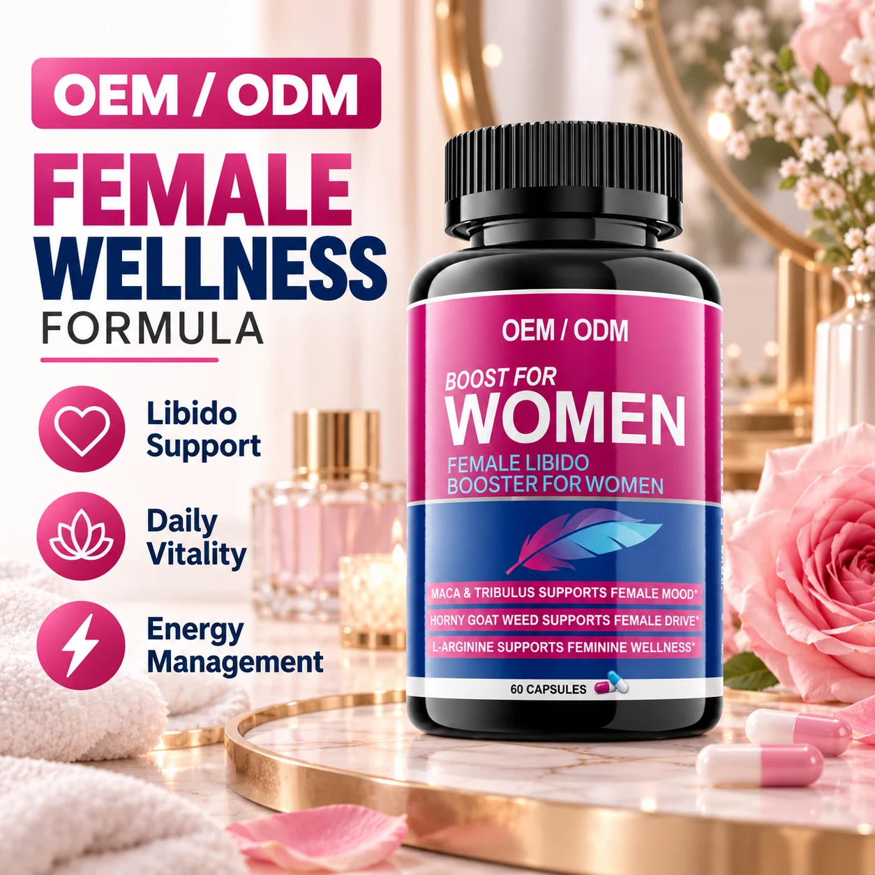 Female Libido Booster Capsules for Women, 60 Capsules, With Maca, Tribulus, Horny Goat Weed & L-Arginine product detail