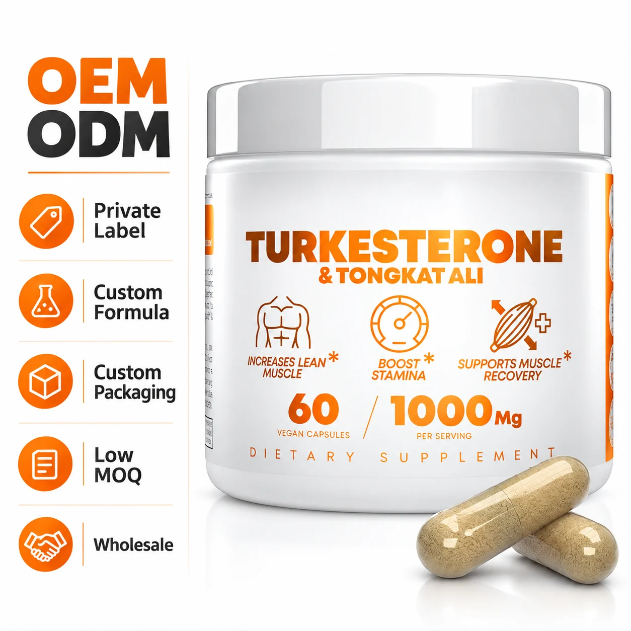 Turkesterone & Tongkat Ali Vegan Capsules, 60 Vegan Capsules, 1000mg Per Serving