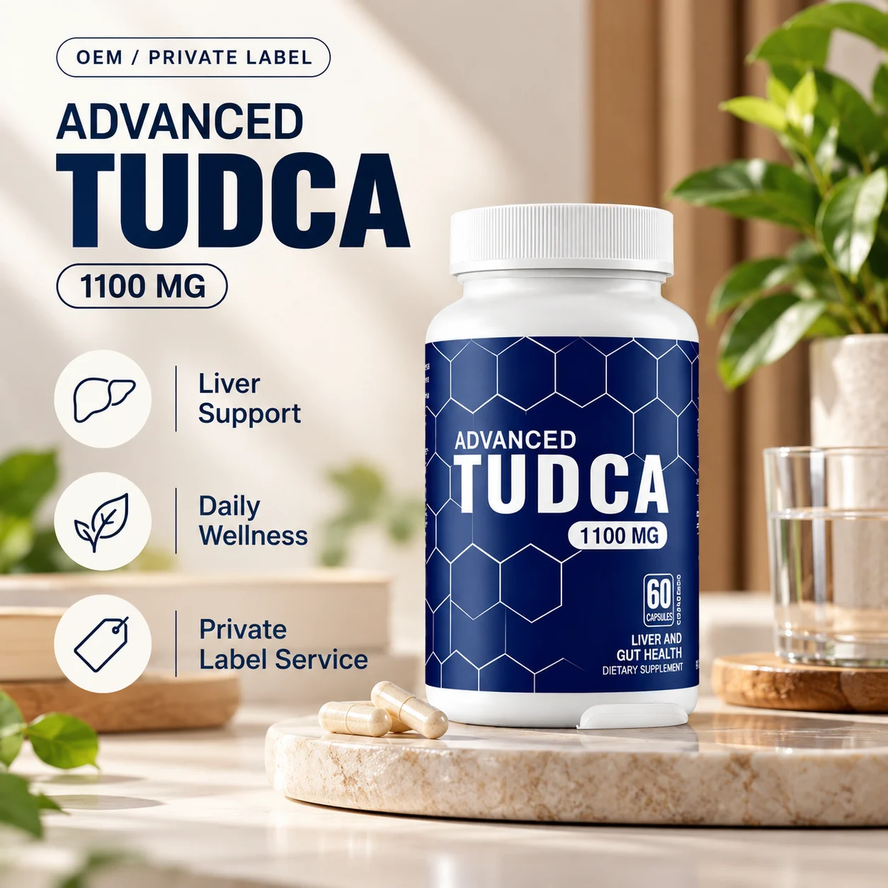 Advanced TUDCA Capsules, 1100mg Per Serving, 60 Capsules, Liver & Gut Health Dietary Supplement product detail