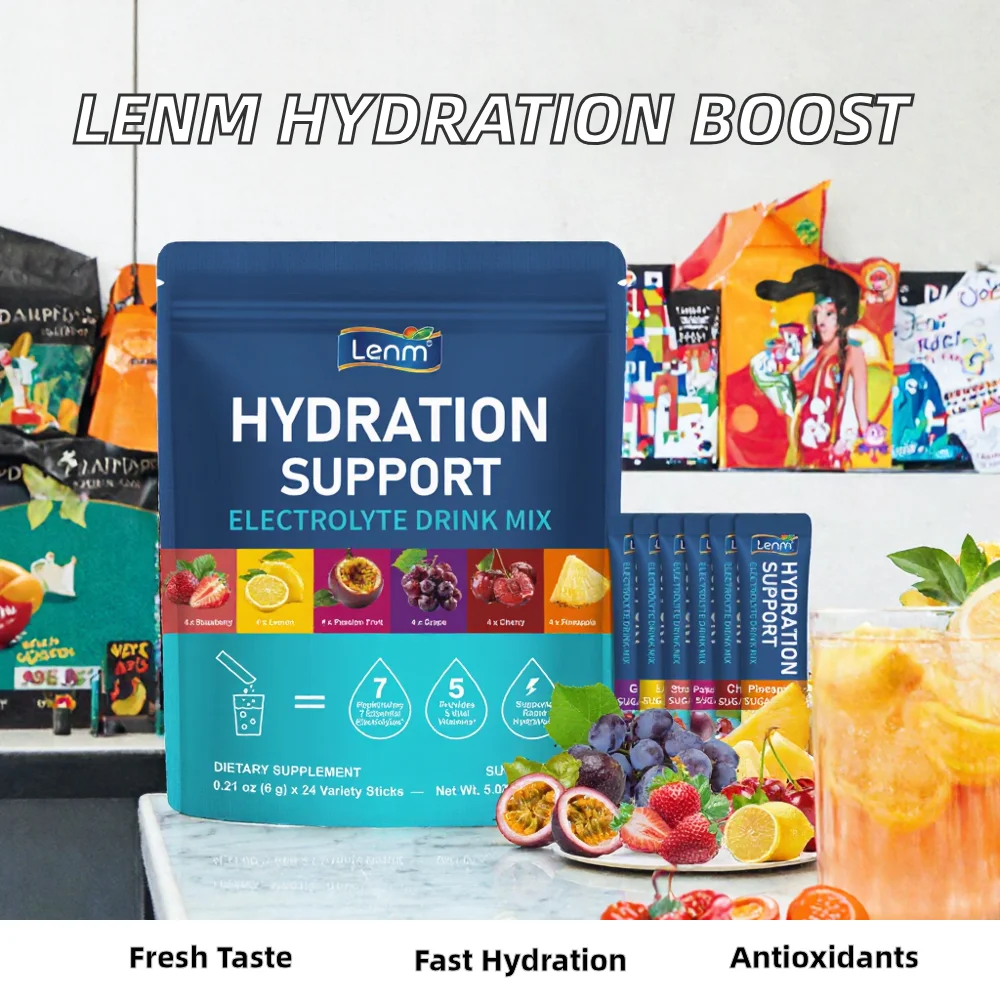 Hydration Support Electrolyte Drink Mix, 24 Variety Flavor Sticks, 7 Essential Electrolytes with Vitamin B Complex, Instant Powder Hydration Supplement product detail