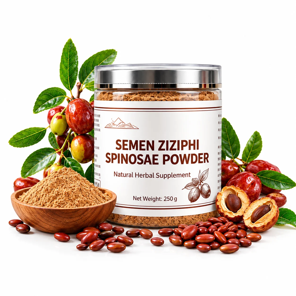 Sour Jujube Seed Powder 250g | Semen Ziziphi Spinosae Herbal Powder | OEM/ODM Private Label