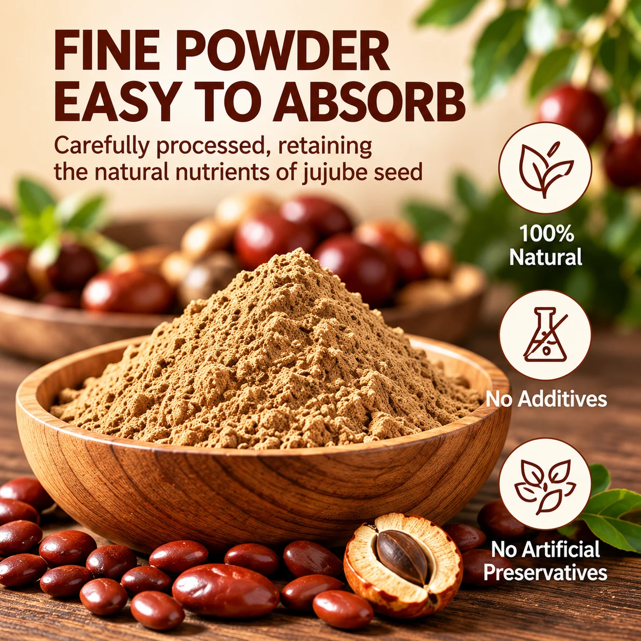 Sour Jujube Seed Powder 250g | Semen Ziziphi Spinosae Herbal Powder | OEM/ODM Private Label product detail
