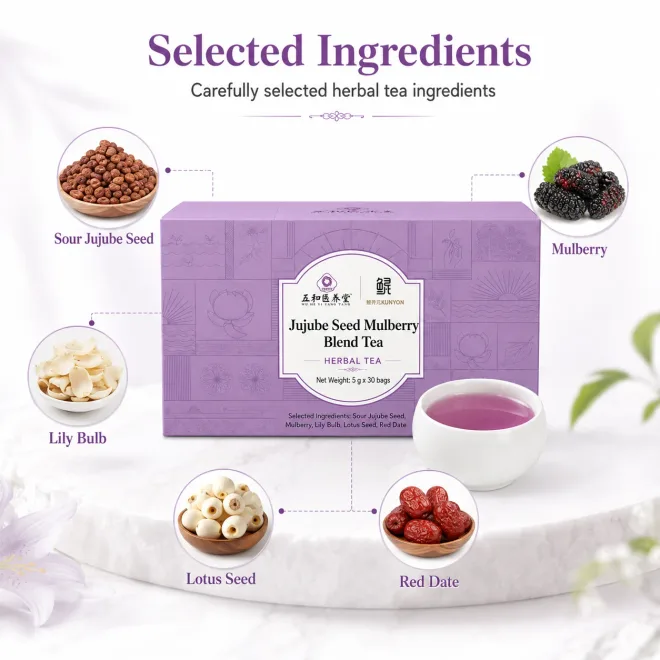 Jujube Seed Mulberry Herbal Tea – Sour Jujube Seed, Lily Bulb, Lotus Seed & Red Date Blend